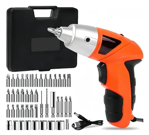 Kit Parafusadeira e Furadeira Elétrica Sem Fio 45 Peças Recarregável 4.2V com Maleta, Luz LED, Bateria 1300mAh, 250RPM, Ideal para Reparos, Instalações e Uso Doméstico