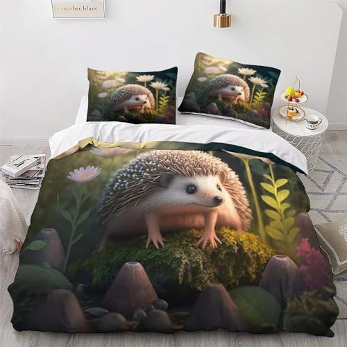 Housse de couette hérisson microfibre hypoallergénique parure de lit douce 3pcs - 4