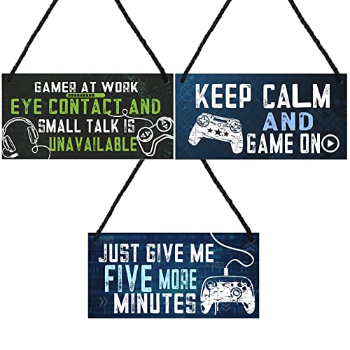 Ripeng 3 Stück Spiel Schilder Spiel Tür Schilder Hängendes Lustiges Spiel Zubehör Set mit Seil für Jungen Zimmer Wohnzimmer Schlafzimmer Dekor Cover