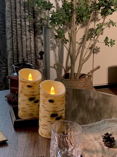Comenzar A-12 Flameless Candles Birch Bark Candle Led Candles Birch Grain Candles(H: 456 Inch X D: 3.25") Electric Candle Faux Candles thumb #6