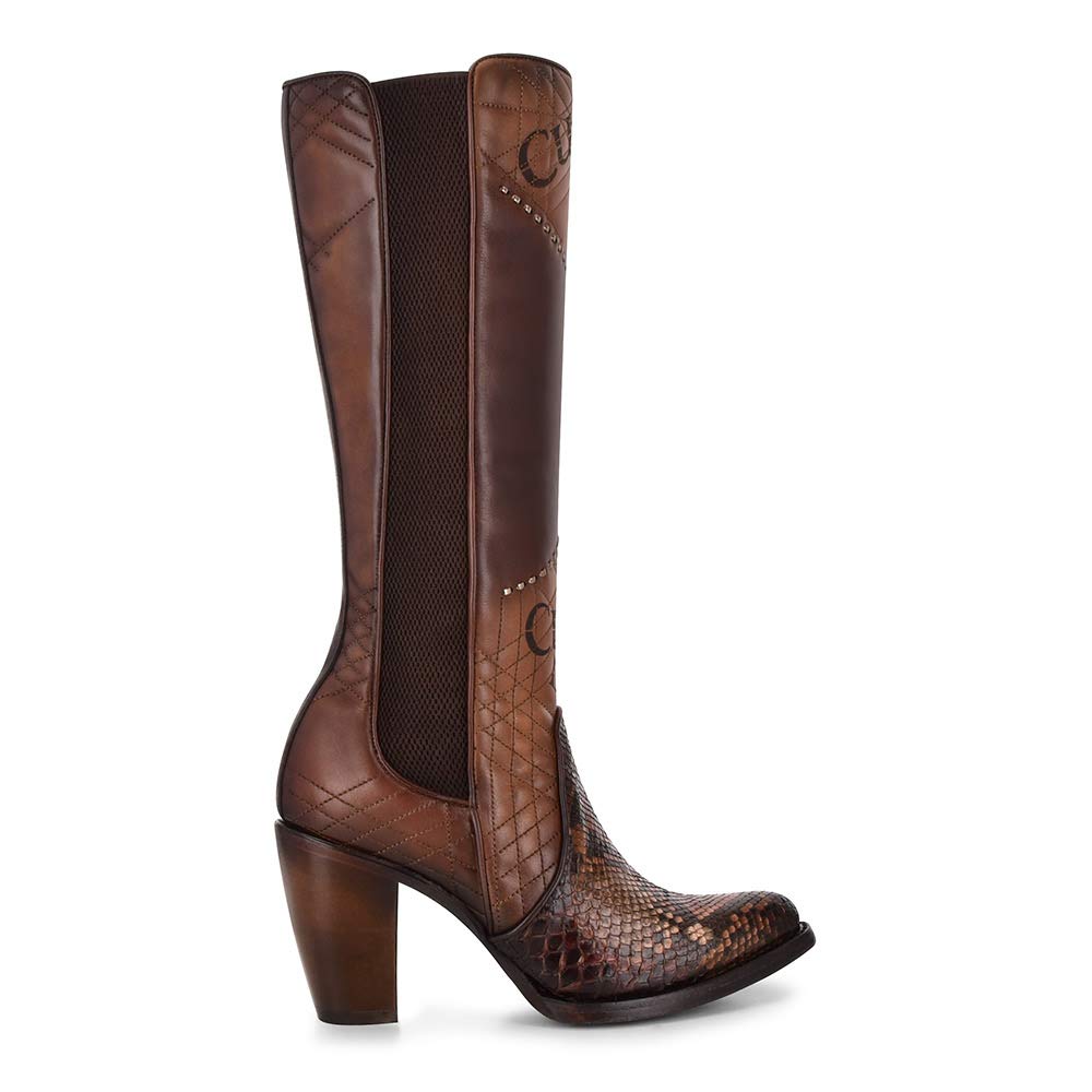 Cuadra Women's Boot in Genuine Python Leather and Bovine Leather, 3F66PH, Size 6.5