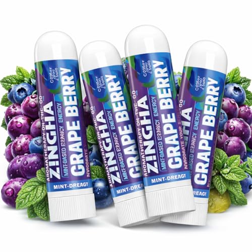 Z!NGHA Natural Aromatherapy Nasal Stick Boost Focus & Enhance Breathing | Portable Sinus Relief & Relaxation Nasal Inhaler Stick | Essential Oil Blend for Stress and Congestion (Grape Berry)