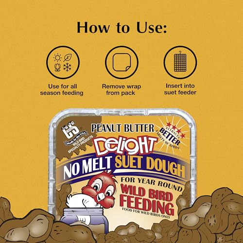 Image of C&S Peanut Butter Delight No Melt Suet Dough, Suet Cakes for Wild Birds Including Wrens, Woodpeckers, Cardinals, Songbirds, Jays and More, 8 Pack