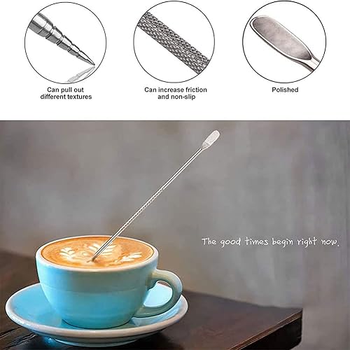 Miniatura 6 de Jarra de espuma de leche de 20 onzas, 304 acero inoxidable 20.3 fl oz leche lata taza de espuma de café con pluma art deco jarra de leche taza de