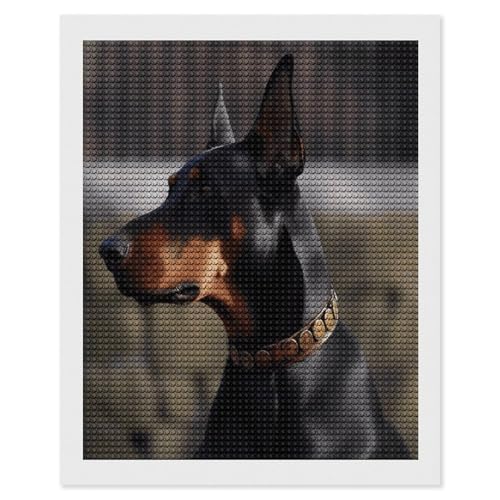 Pintura de diamantes para bricolaje de Doberman, arte relajante para el hogar