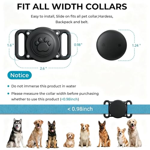 GPS Dog Tracker Collar (iOS & Android), Bluetooth Dog Tracker GPS, Smart Pet Activity Tracker, No Monthly Fee, Work with Apple Find My & Google Find Hub, Finder Tag for Pets,Items (1 Pack) Black - Image 8