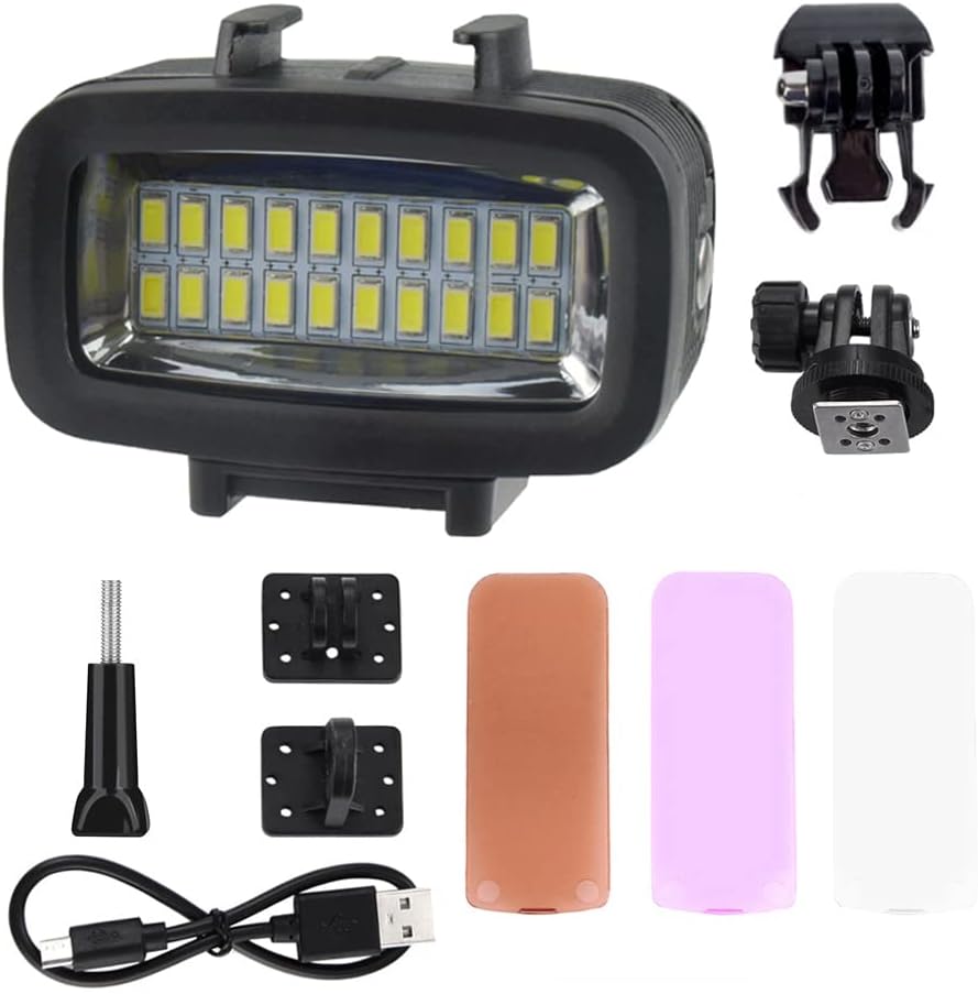 ElectronGeek Seafrogs 40 Meters Depth Waterproof Diving Light with Cold Shoe Mount For GoPro Insta360 DJI Action Sony Canon Cameras 700 Lumen High Brightness Fill Light