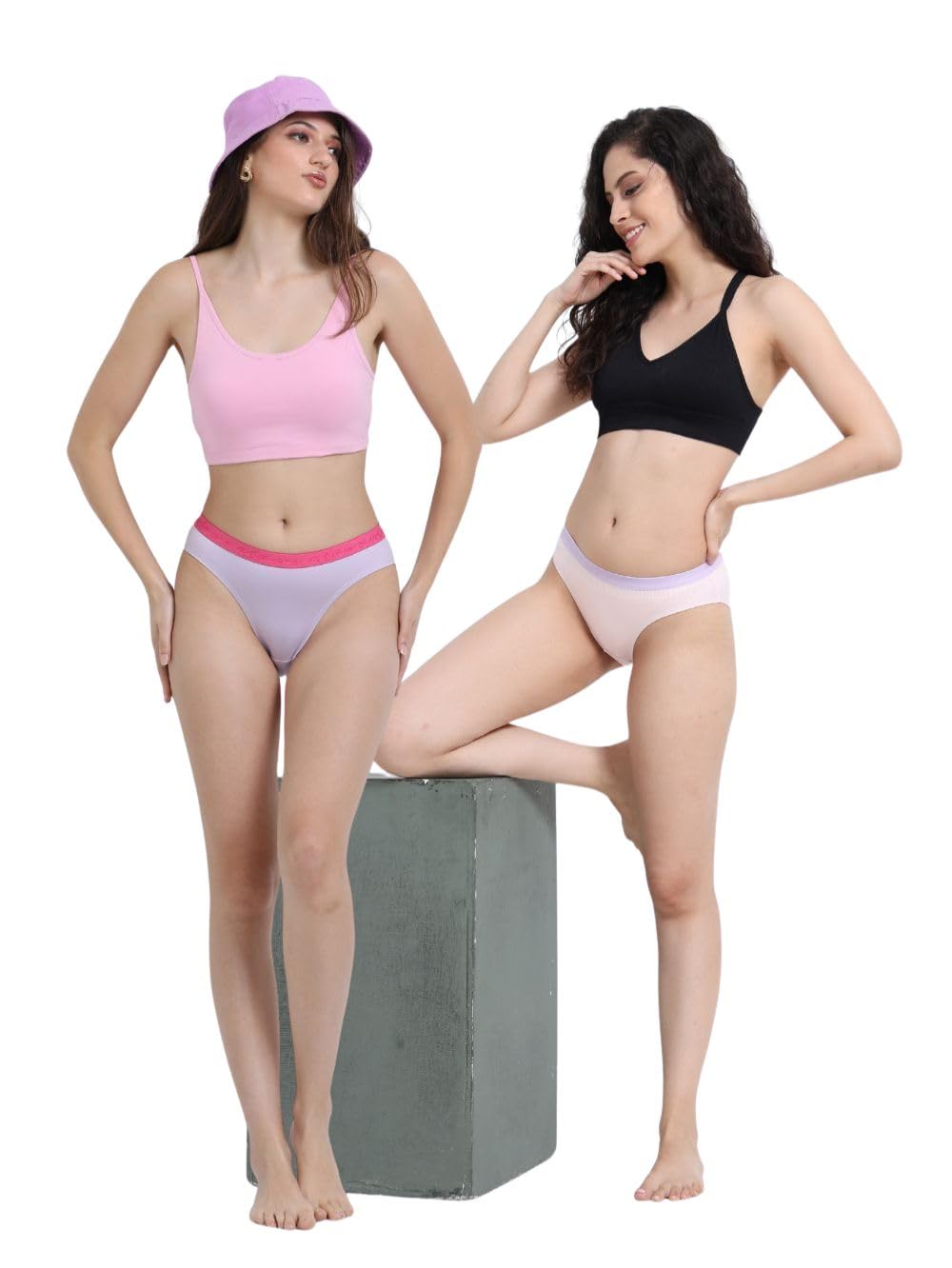 a & a Orchid Petal and Dogwood Pink Organic Cotton Outer Waistband Bikini Panty for Women - Pack of 2-picture-32