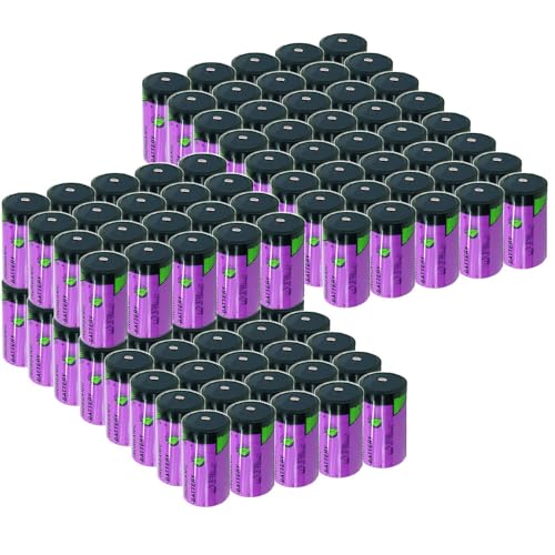 LCCJYHJFFHH «100 Pack» 3.6V 19000mAh TL-5930 Non-Rechargeable Lithium-Thionyl Chloride (Li/SOCL2) Battery for Tadiran TL-5930 Series Size D, pink