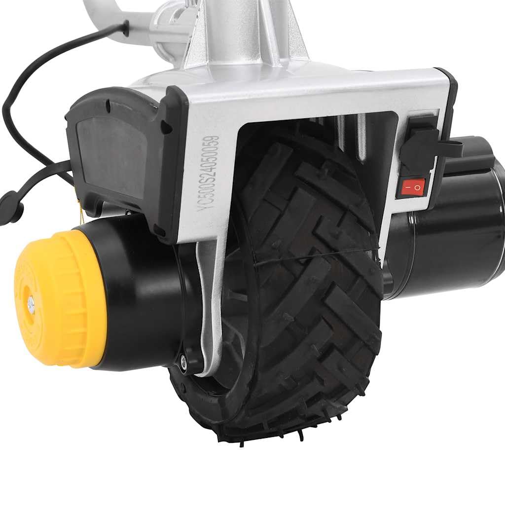 Ruota di sostegno per rimorchio 12 V 550 W in alluminio con ruota in gomma antiscivolo, morsetto regolabile in altezza, carico di trazione 2722 kg, ideale per auto, ribaltabile, carico
