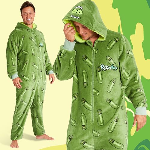 RICK AND MORTY Adult Onesie for Men and Teenagers - Hooded Fluffy Fleece Lounge Wear S-2XL - Gifts3
