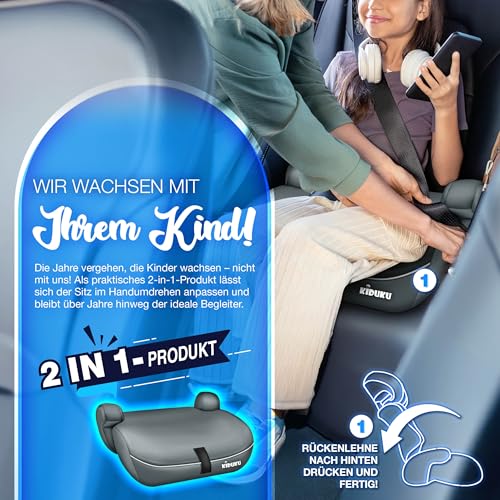 KIDUKU® Kindersitz 9-36 kg (1-12 Jahre) mit Kindersitzunterlage - Autositz ECE R129/03, Gruppe 1/2/3 Autokindersitz Kinderautositz