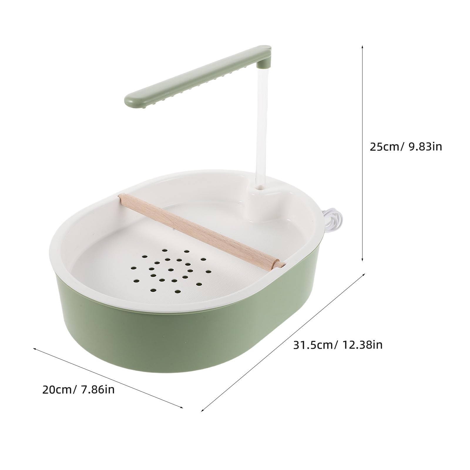 Artibetter Bol de Bain Automatique pour Oiseaux avec Pompe à Eau 25l/h en Plastique et Bois, Système Double Rangée, Portable pour Perruches et Inséparables en Cage Intérieure