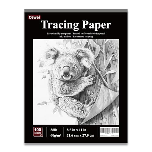 Tracing Paper for Drawing 8.5x11 Trace Paper 100 Sheets (38 lb/ 60 GSM) Translucent Vellum Paper Tracing Paper Pad for Sketching Drawing Overlaying Images Vellum Art Papers.