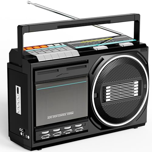 Kuephom Cassette Player Recorder Boombox with Bluetooth: Portable Boom Box Radio...