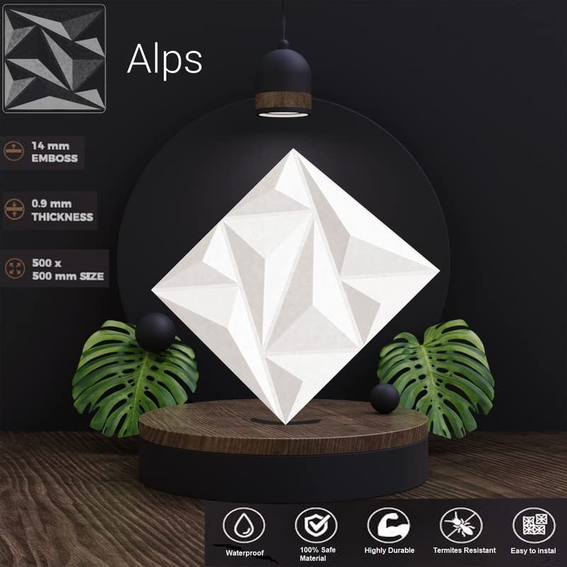 Image of 3D Wall Panels I 3D Wall Tiles for Home Decor Office I Embossed and Paintable I Alps Design I Panel Size 20 inch x 20 inch I Pack of 1 Panel I Wall Covering Area 2.75 Sq.Ft (PVC).
