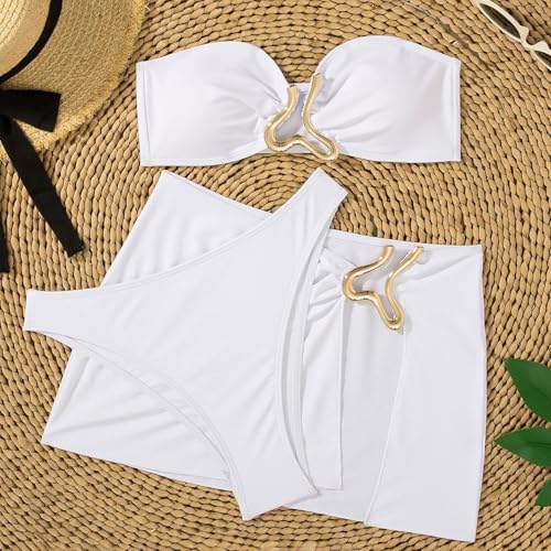 Bikini grande taille confortable ensemble uni 3 pièces pour sublimer les formes - 3