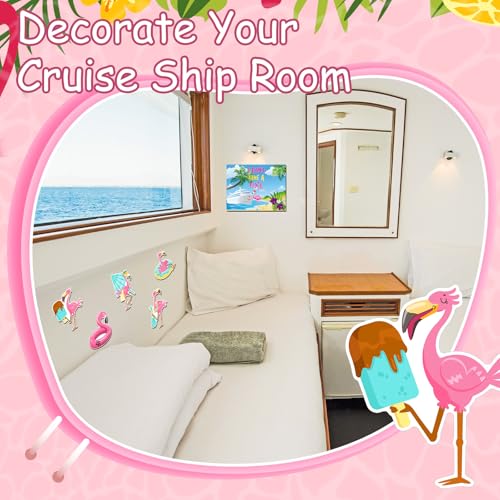 Image of Kanayu 6 Pcs Flamingo Cruise Door Decorations Magnetic Large Ship Decorations Magnets Anchor Cruise Decor Car Fridge Magnet Decal for Carnival Stateroom Door