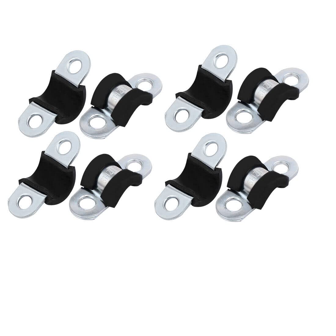 Tool parts M8 EPDM Rubber Lined U Shaped Pipe Tube Strap Clamps Clips Fasteners 8pcs