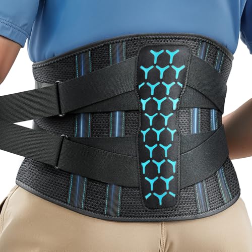 Rakiie Back Brace for Lower Back Pain, 7 Stays Ergonomic Support Brace with Comfortable 3D Pad, Easy...