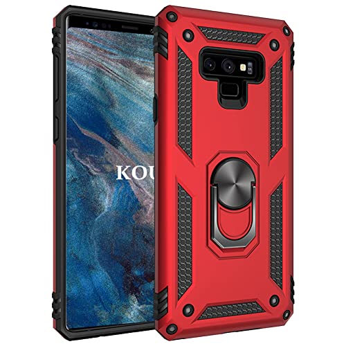 KOUYI Funda para Samsung Galaxy Note 9, Armor Militar Carcasa con 360 Anillo iman Soporte Hard PC y Silicona TPU Bumper antigolpes Fundas Carcasas Case con Kickstand para Samsung Note 9 (Rojo)