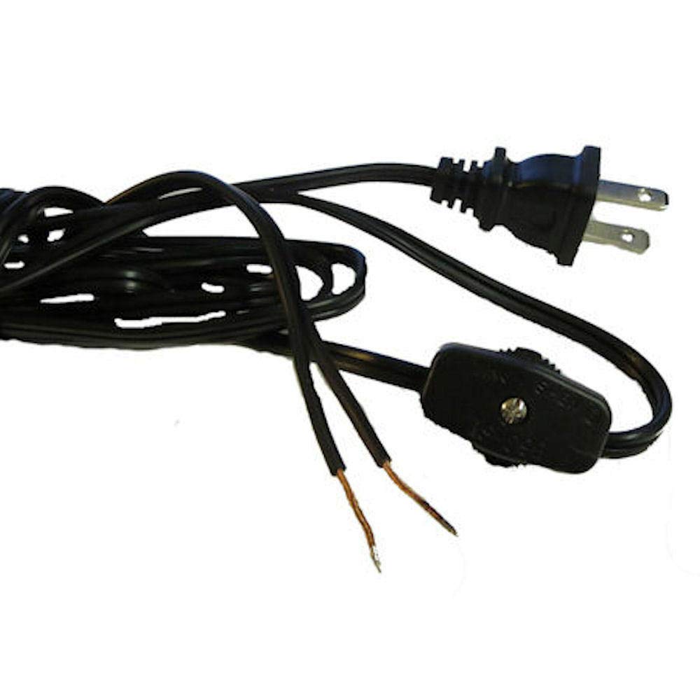 TEXAS LAMP PARTS 8 FOOT BLACK LAMP CORD WITH ON/OFF LINE SWITCH TR-2854