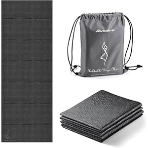 Avoalre Travel Yoga Mat Non Slip Foldable Portable Gym Mat Fitness Training Pilates Exercise Mat Workout for Women Men