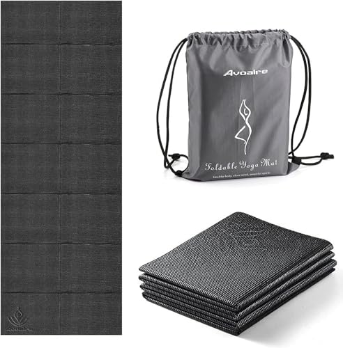 Avoalre Yogamatta i Halksäker Och Vikbar PVC-Robust Sportmatta 5 mm Tjock Ekologisk Giftfri Träningsmatta För Pilates, Gym, Aerobics, Stretching...