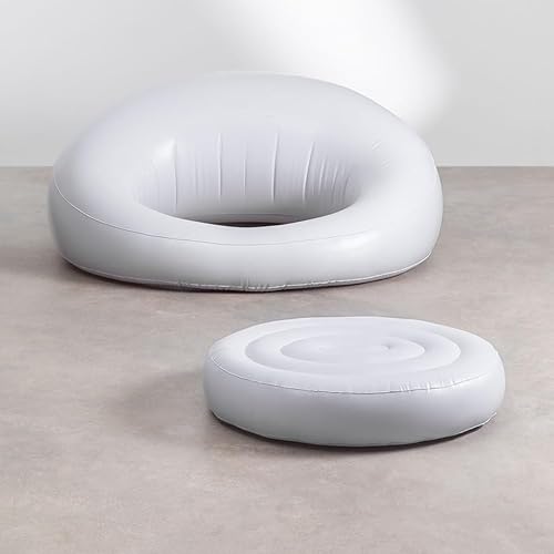 Miniatura 8 de California Sun Cucciolo - Tumbona inflable redonda de lujo de tela para piscina, tumbona flotante junto a la piscina, cama flotante de lujo ultra