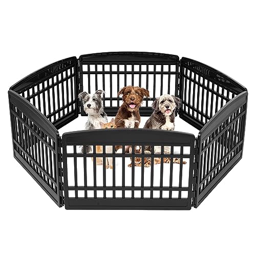IRIS USA 24-inch 6 Panel Exercise Pet Playpen, Black