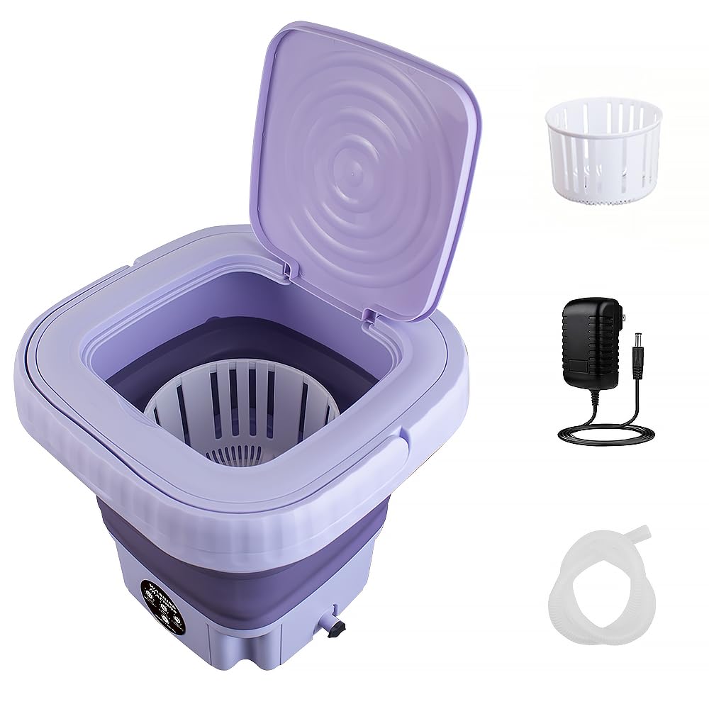 Mini machine à laver pliable portable voyage tuyau vidange adaptateur violet