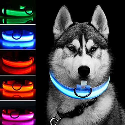 犬 首輪 光る 犬用のLED光る首輪 犬 散歩 ライト 夜 ライト 光る首輪 ライトUSB充電式 柔らかい 軽量 暗闇で光る安全首輪 サイズ調節可能 防水型 高輝度 長時間点灯 安全のための視認性の高い犬の首輪ライト 夜の道路の歩行事故を防ぎます LED