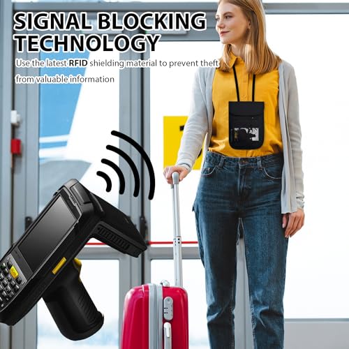 RFID Blocking Travel Neck Wallet Pouch and Passport Holder, Travel Neck Pouch Passport Holder for Women & Men - Black3
