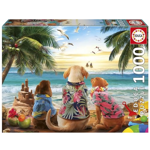 Educa - Puzzle 1000 Pieces | Chiens sur la Plage | Dès 14 Ans (20291)