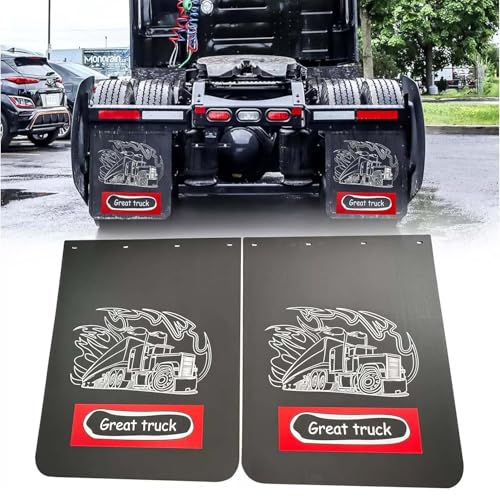 Image of BST BSSP Black Mud Flaps for Semi Trucks Tractor Trailer Great-Truck Pattern,Heavy Duty Rubber Universal Straight Mudflaps Splash Guard, 24 x 30Inch,Pair Set