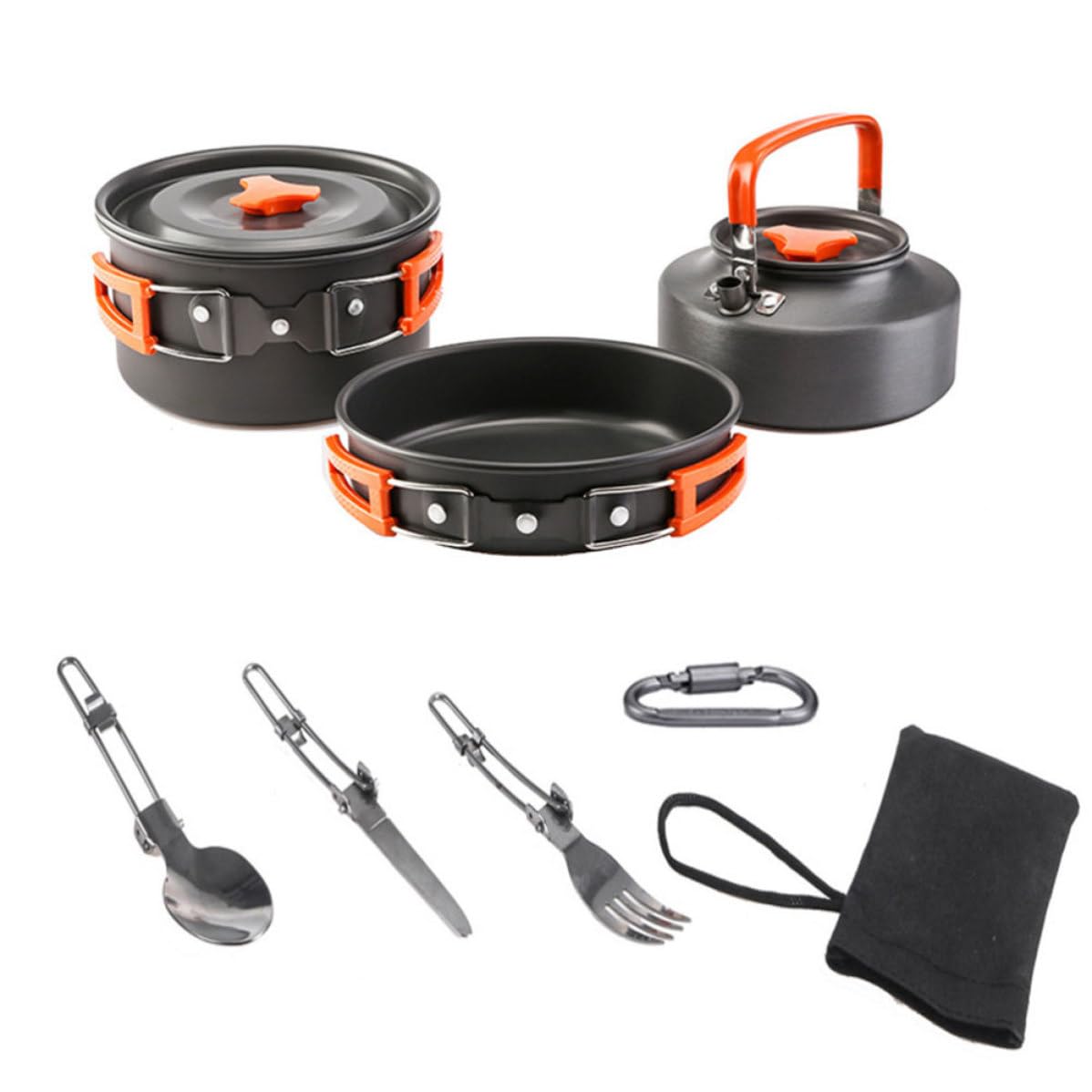 Juego de Utensilios de Cocina para Camping Portátil para 2-3 Personas