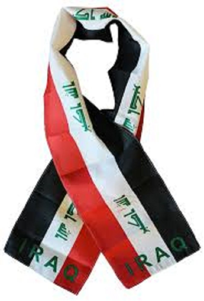 AES Iraq Country Lightweight Flag Printed Knitted Style Scarf 8"x60"