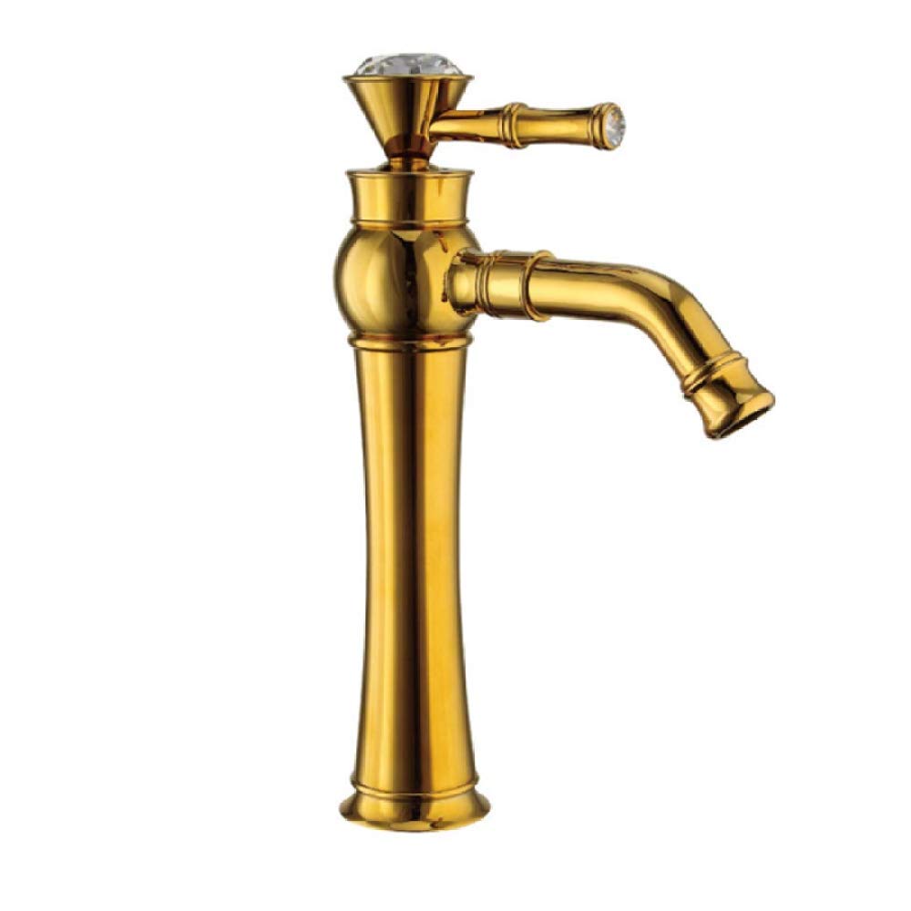 Grifo De Baño Latón Cromado, Monomando For Lavabo Sobre Encimera Con Caño Alto Y Cartucho Cerámico, Mezclador Agua Fría Caliente