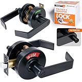 ANNFUZ ADA Türgriff für freistehende Personen, mit Druckknopf, Sichtschutz, wendbare L&R-Tür, ANSI Grade 2, kommerzielle Türverriegelung für öffentliche Toiletten, Mattschwarz