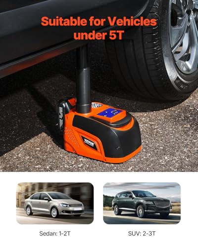 Image of VEVOR Electric Car Jack Wireless 5 Tons, Cordless Remote Control Hydraulic Electric Jack, LED Light Hydraulic Repair Tool, 135-360mm Lifting Range for SUV MPV Sedan Truck Repair