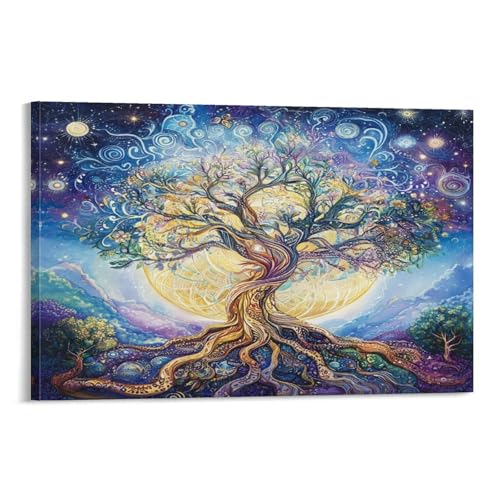 Peinture sur toile arbre de vie symbole d'harmonie familiale