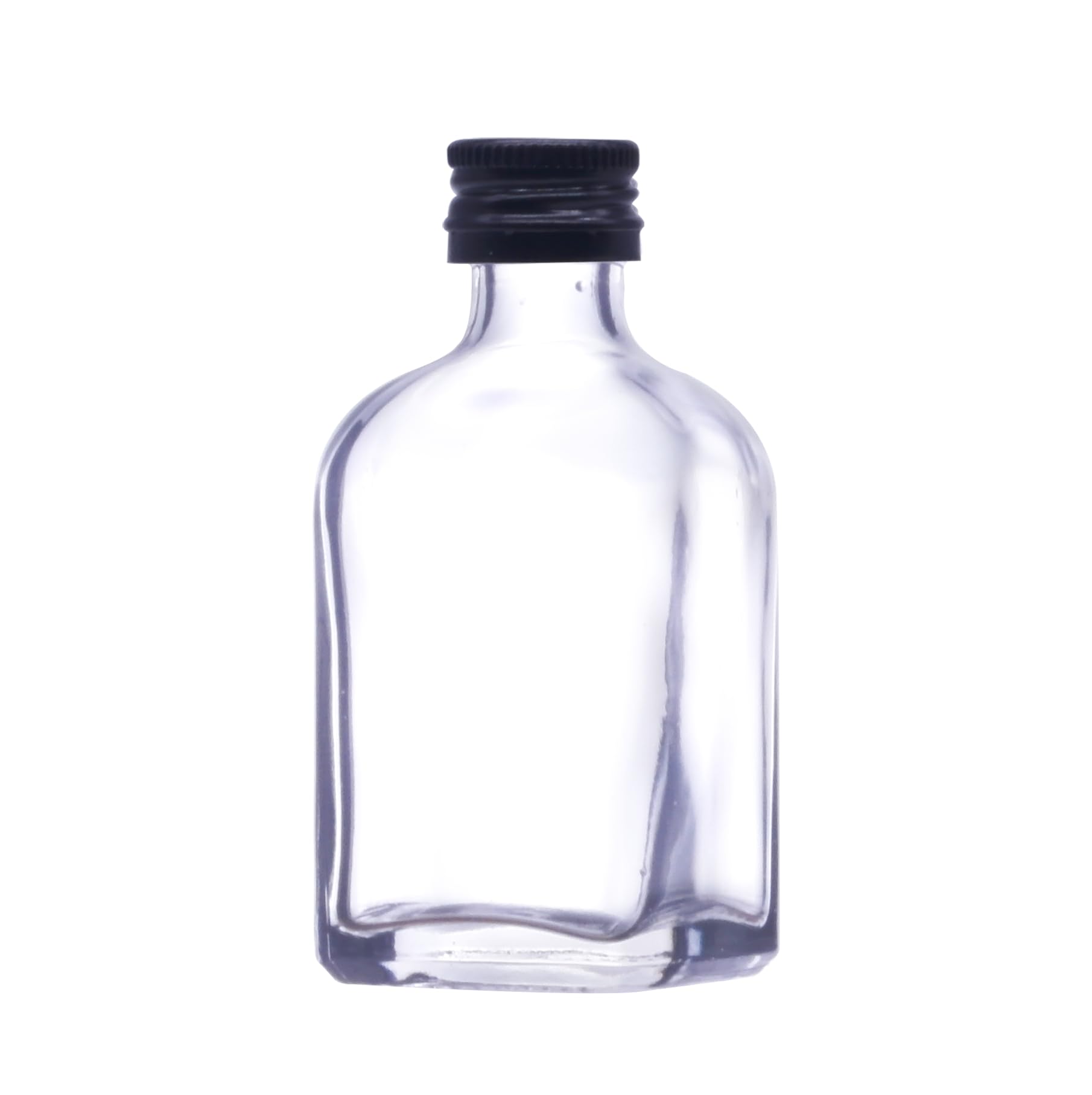 50ml Mini Square Glass Bottles with Black Screw Caps – Small Spirit Bottles for Wedding Favours, Homemade Drinks, Gin, Oils & Gifts (Black Lid, Pack of 140)