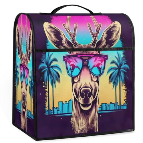 Coffee Maker Cover Neon Deer Kitchen Appliance Covers Small Appliance Covers Blender Cover Juicer Cover Dust Covers for Kitchen Appliances with Top Handle and Pockets,Washable,B9