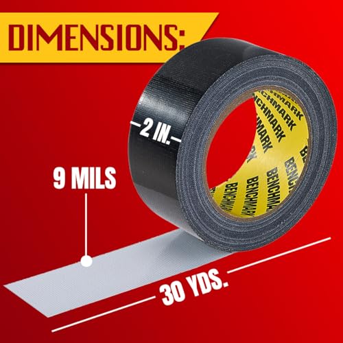 Image of 6 Pack - Black Duct Tape (2 in x 90 ft /Roll); Total of 540 Feet (180 Yards); Heavy Duty; Tear by Hand Design; No Residue; Strong Yet Flexible; Great for Repairs of All Kinds; Duck Tape; Bulk Pack