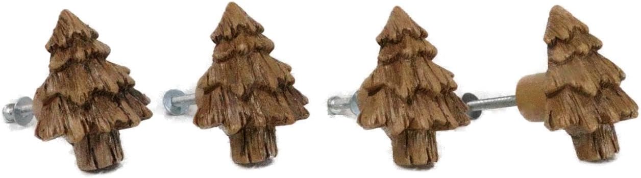 Ebros Gift Set of 4 Rustic Western Wildlife Nature Forest Whimsical Faux Wood Grain Sculpted Resin Drawer Cabinet Door Furniture Pull Knobs (Black Bear)