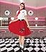 VillbeCoser Sock Hop Outfits Women, 1950s Poodle Skirts, Polo Shirt with 50s Accessories Socks Scarf Headband Belt 10Pcs (Red-M)