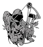 Grim Reaper Hunter Hunting Deer Bow Arrow Camouflage Archery 5.7" wide x 6.5" inches Tall Fishing Ca