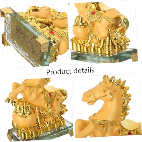 Statue de cheval en résine or idée cadeau déco bureau et maison unique