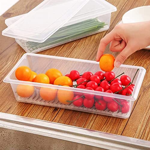 Image of 1500ML Food Storage Containers with Lid & Removable Drain Plate | Plastic Fridge Organizer Boxes | Stackable Freezer Containers for Meat, Fish, Vegetables, Fruits - Pack of 3