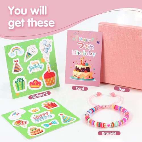 Bracelet Birthday Gifts for 6-10 Year Old Girls, Ideal 6 Year Old Girl Birthday Gift, with Birthday Stickers and Blessing Cards, Suitable for Girls, Daughters, Granddaughters, and Nieces2